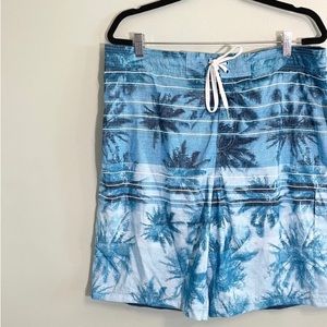 NWOT SPEEDO Men’s Palm Stripe Ocean Breeze Board Shorts